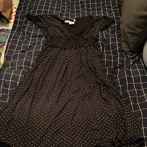 Max Studio Black and White Polka Dot Midi Dress
